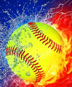 Water Fire Baseball Softball paint by numbers