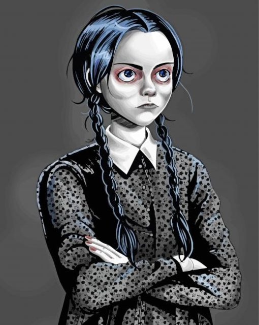 Wednesday From Addams Family Illustration paint by numbers