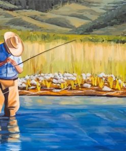 Wastern Man Fishing paint by numbers