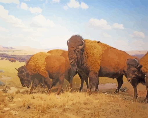 Wild Buffaloes Animal paint by numbers