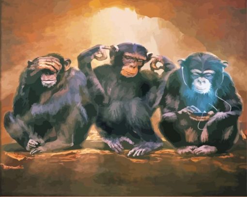 Wise Monkeys Art paint by numbers