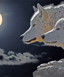 Wolves Moonlight paint by numbers