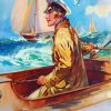 Woman In Boat Sailing paint by numbers