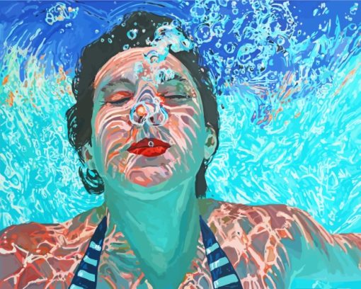 Woman Swimming Underwater paint by numbers