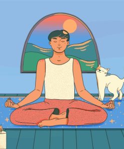 Yoga Man And Cat paint by numbers