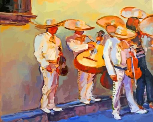 Abstract Mariachi Band paint by numbers