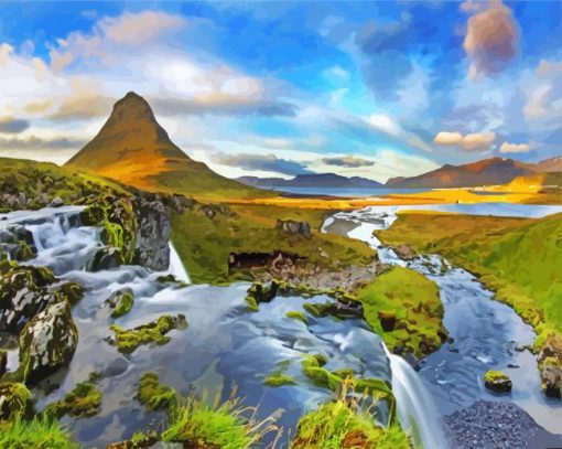 Aesthetic Kirkjufell Mountain paint by numbers