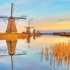 Aesthetic Windmills at Kinderdijk paint by numbers