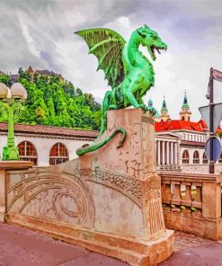 Aesthetic Dragon Bridge Ljubljana paint by numbers