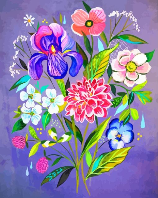 Aesthetic Colorful Flowers paint by numbers