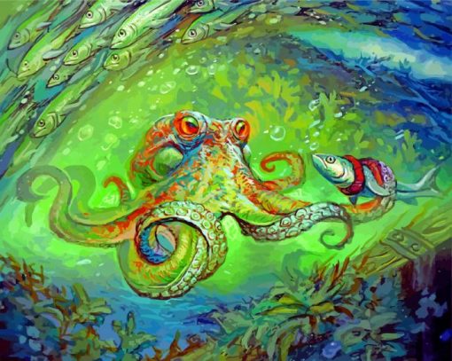 Aesthetic Kraken Hunting A Fish-paint-by-numbers