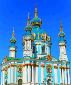 Aesthetic Saint Andrew's Church Kiev paint by numbers