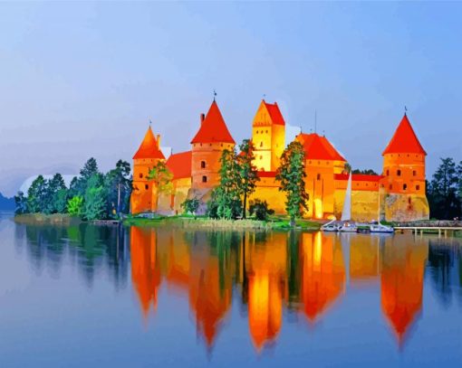 Aesthetic Trakai Island Castle paint by numbers