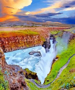 Gullfoss Waterfall Iceland paint by numbers