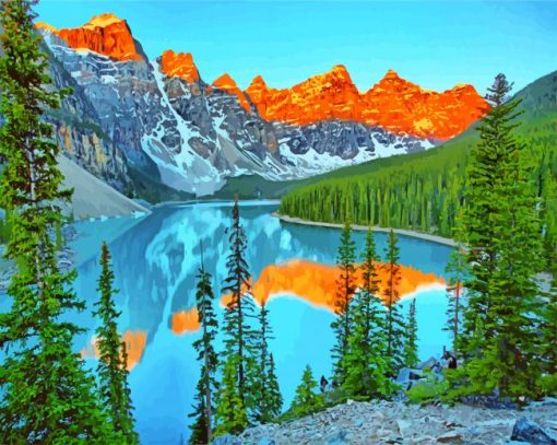 Brilliant Moraine Lake Sunrise Reflections paint by numbers