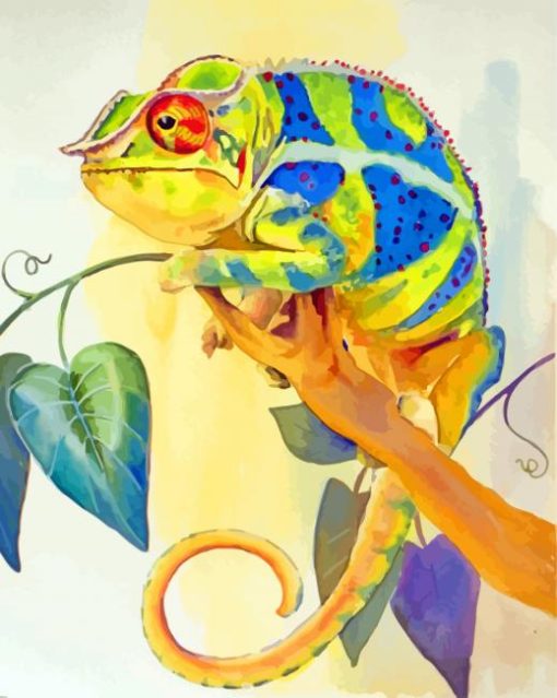 Green And Blue Cameleon Art paint by numbers