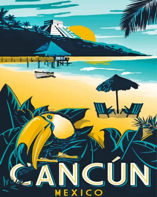 Cancun Beach Mexico paint by numbers