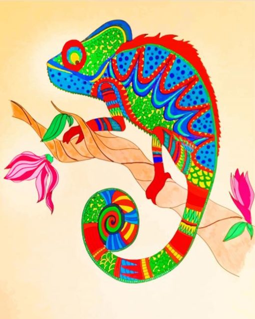 Colorful Cameleon Art paint by numbers