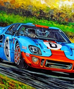 Racing Car Ford Gt40 Blue And Orange-paint-by-numbers