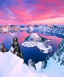 Crater Lake National Park Oregon In Winter paint by numbers