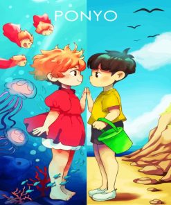 Cute Ponyo And Sosuke Anime paint by numbers