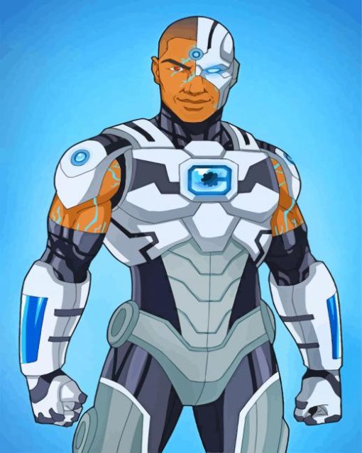 Cyborg Super Hero Character paint by numbers