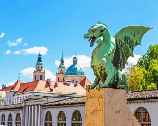 Dragon Bridge Ljubljana Slovenia paint by numbers