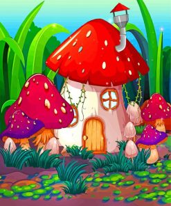 Fantastic Mushroom House paint by numbers