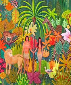 Adam And Eve Inside Garden Of Eden-paint-by-numbers