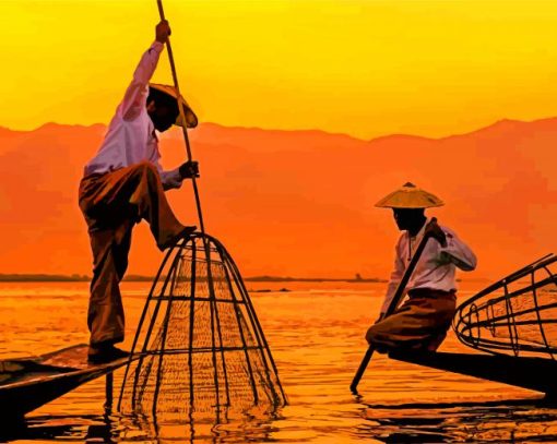 Inle Lake Myanmar paint by numbers