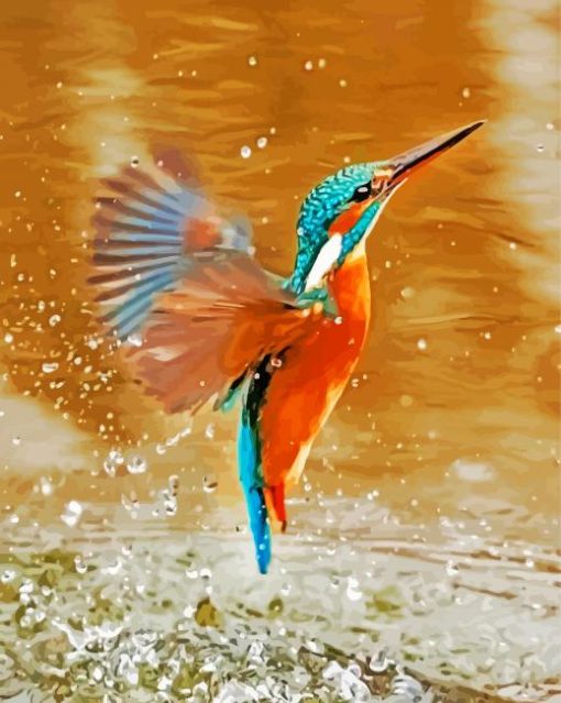 Kingfisher Flying Above The Water paint by numbers