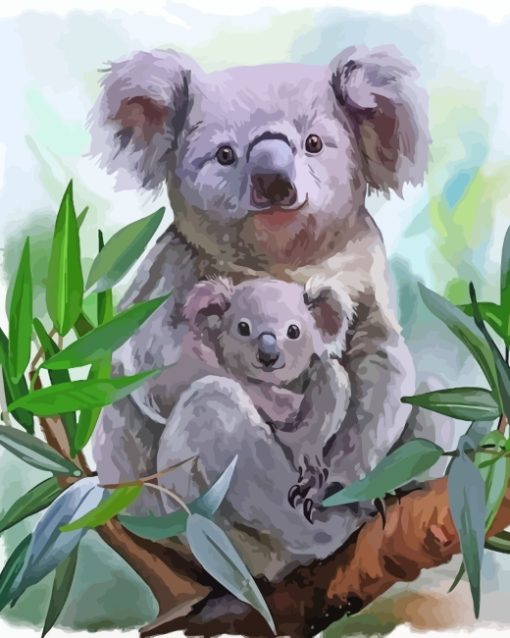 Koala Bear And Her Baby paint by numbers