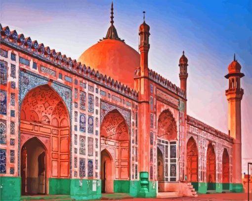 Lahore Jama Masjid Pakistan paint by numbers