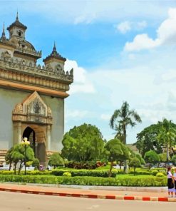 Laos Patuxay Monument paint by number