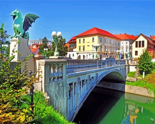 Ljubljana Dragon Bridge paint by numbers