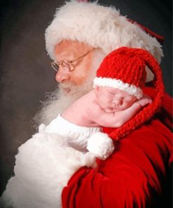 Newborn With Santa paint by numbers