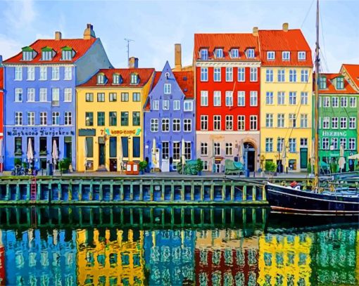 Nyhavn Denmark Buildings paint by numbers