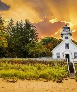 Old Mission Point Lighthouse Michigan paint by numbers