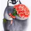 Penguin Holding Flowers paint by numbers