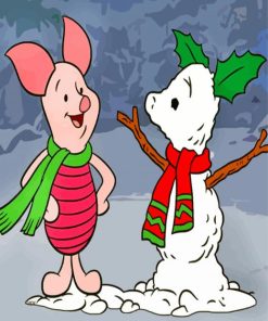 Piglet And Snowman Disney paint by numberrs