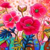 Pink Flower Plants paint by numbers