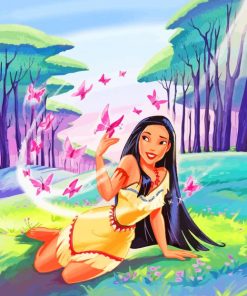 Cute Pocahontas And Butterflies paint by numbers