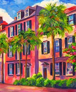 Rainbow Row In Charleston South Carolina paint by numbers