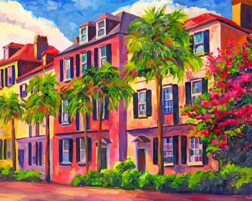 Rainbow Row In Charleston South Carolina paint by numbers