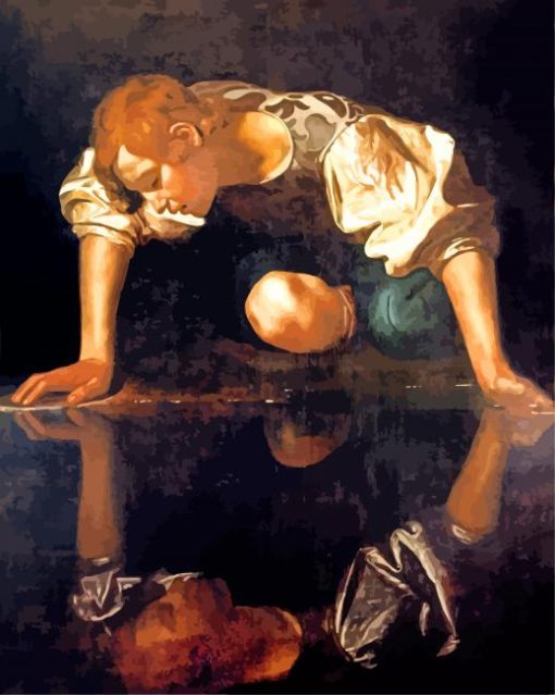 Narcissus Caravaggio paint by numbers