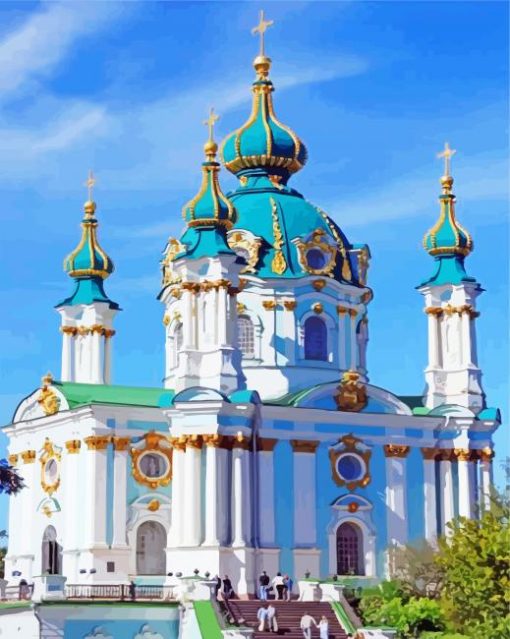 Saint Andrew's Church Kiev Ukraine paint by numbers