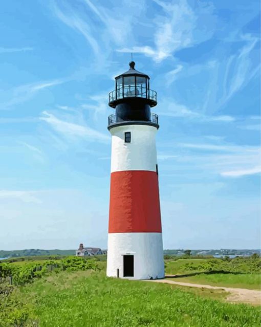 Sankaty Head Light Nantucket paint by numbers