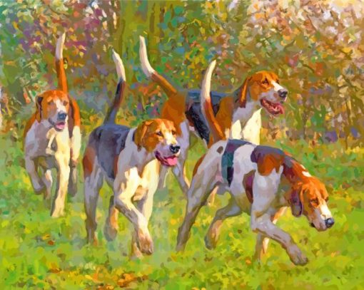 Scent Hound Dogs Runing In The Forest -paint-by-number