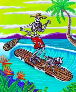 Skeleton Surf Paddle Boarding paint by numbers