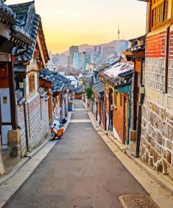 South Korea Bukchon Hanok Village paint by numbers